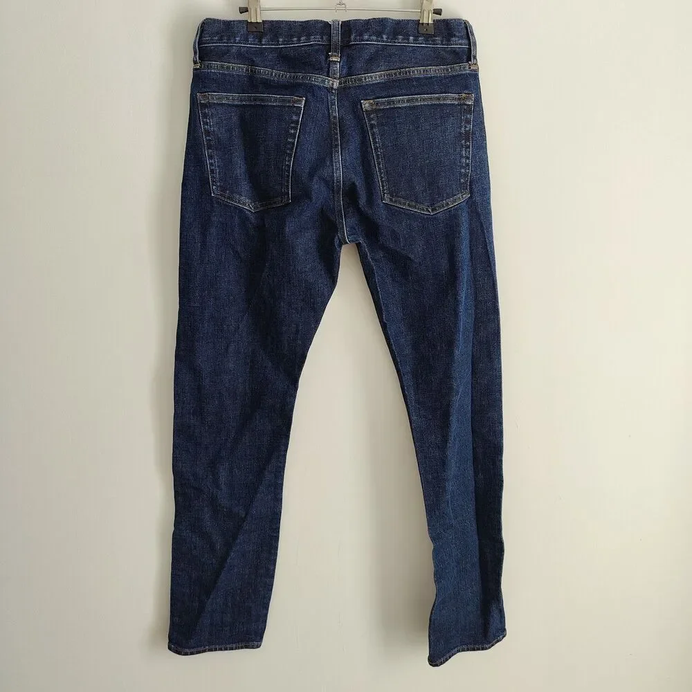 J. Crew Jeans Mens 32x33 Blue 770 Selvedge Button Fly Slim Straight Dark Wash